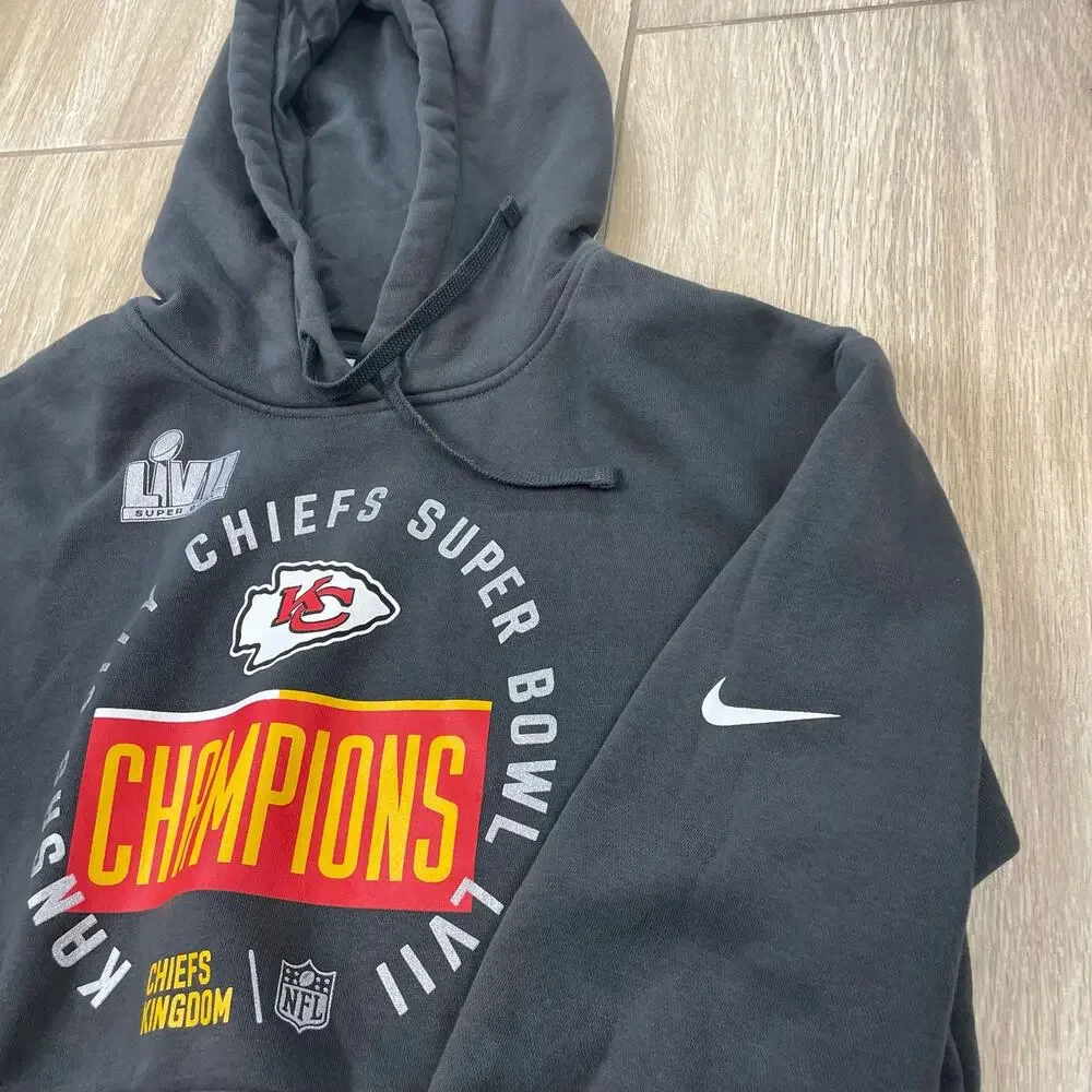 Nike Kansas City Chiefs Super Bowl LVII Champions Hoodie Mens M Black NFL